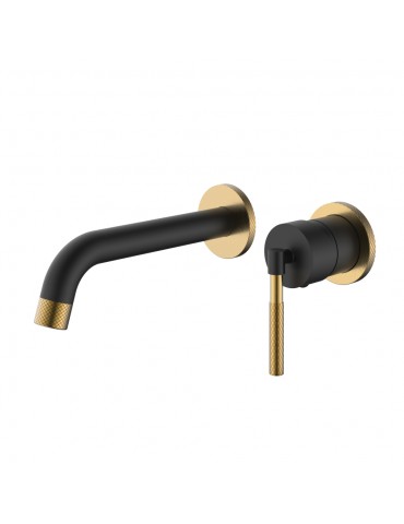 Kidali II, Wall-mounted faucet in black and gold finish