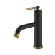 Kidali II, matte black and gold vessel faucet