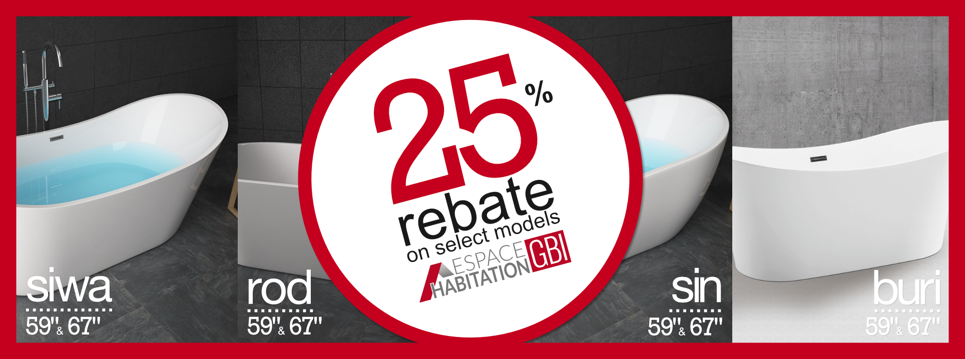 save 25% on select freestanding bathtubs