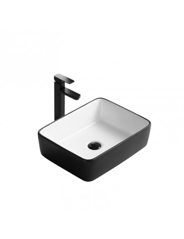 Volva, Lavabo en porcelaine fini noir et blanc