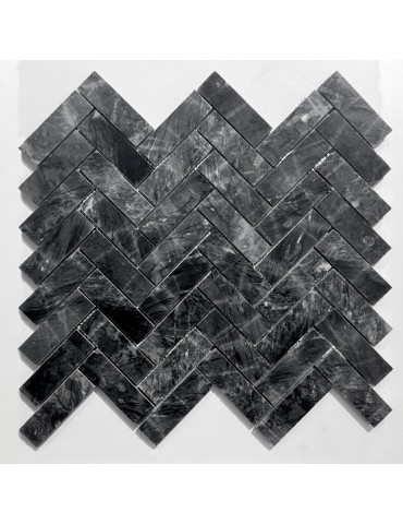 Marbre noir Herringbone, mosaïque